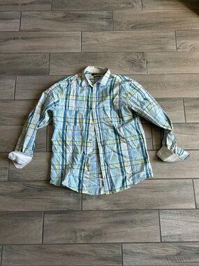 Axist Men's Plaid Button-Down Shirt in Light Blue & Yellow